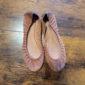 Lucky Brand Tan Flats with Elastic Straps and Supple Soles